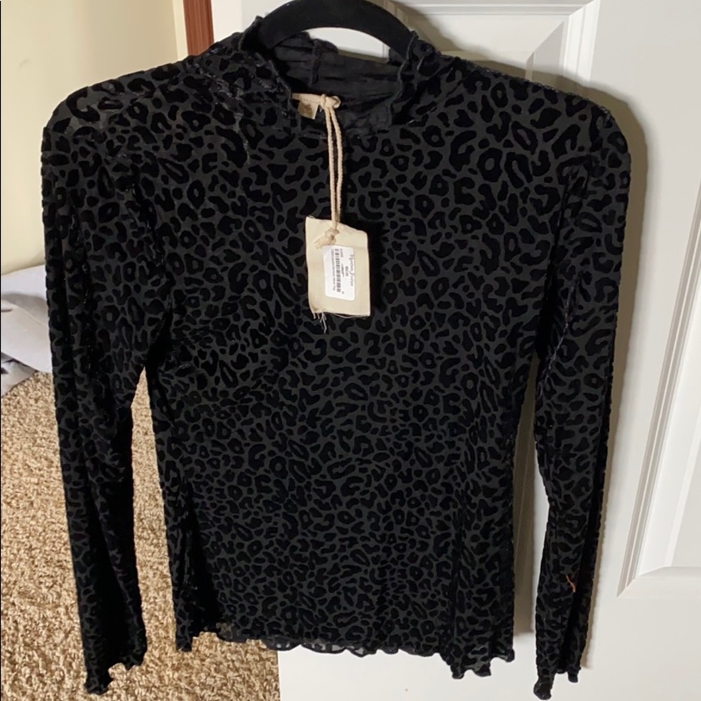 Leopard mesh burnout top, brand new with tags!